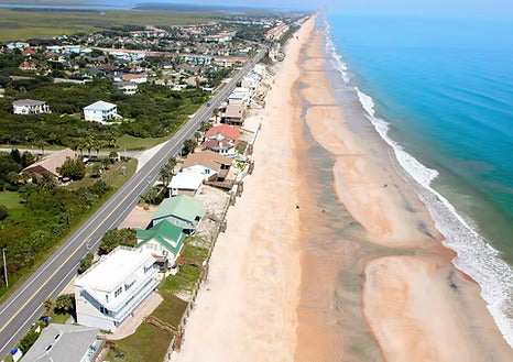Aerial view of St. Johns County coastline in Florida, where ShiningBright provides trusted cleaning services